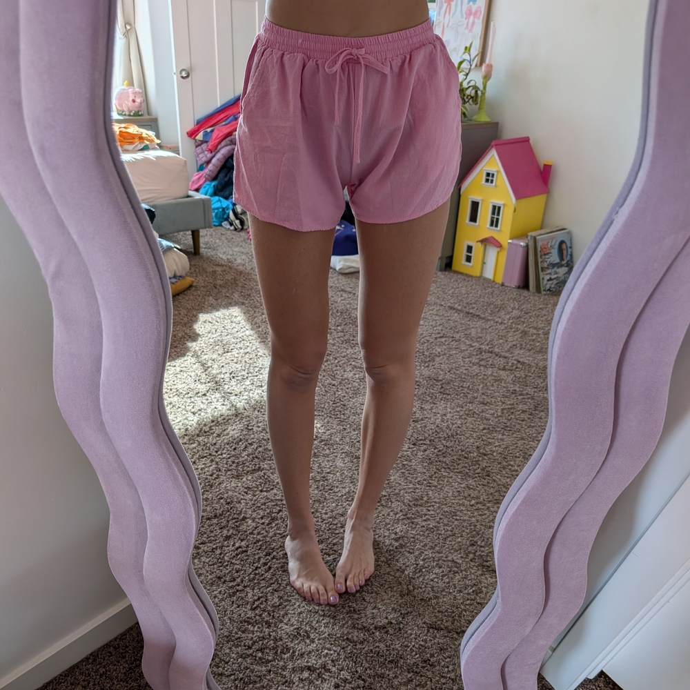 Women's Pink Linen Summer Shorts Size Medium